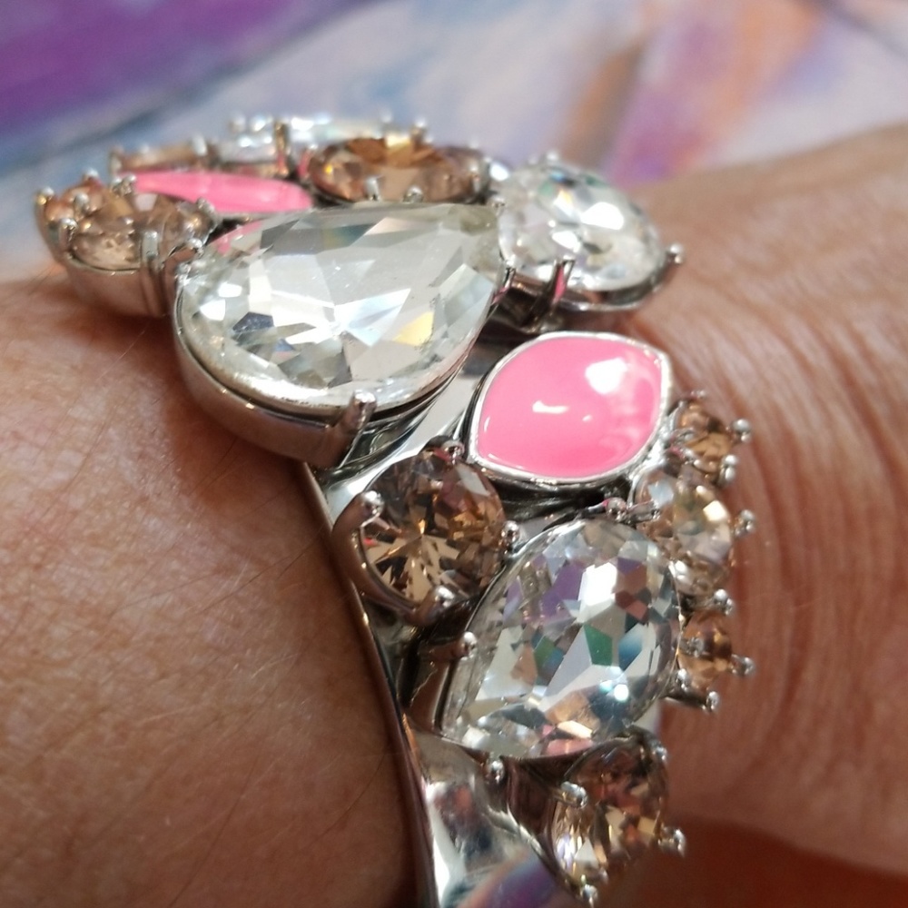 Kate Spade Silver and Pink Crystal Bracelet